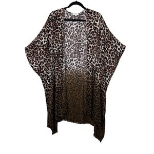 Ombre Leopard Print Glam Open Front Oversized Kimono style Cover Up size Medium